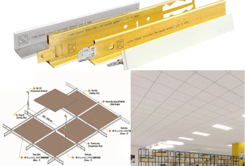 Vật tư thi công trần thạch cao thả 60x60