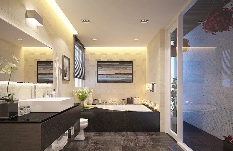 Mẫu trần thạch cao nhà tắm đẹp