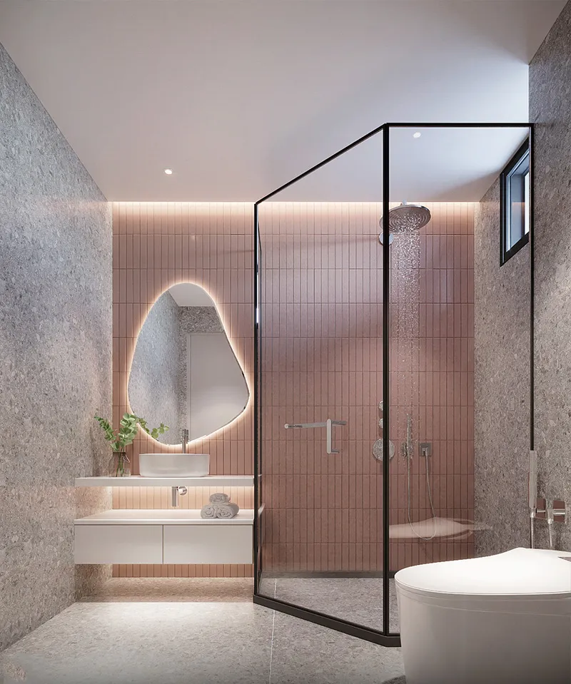 Mẫu trần thạch cao phẳng nhà vệ sinh nhà tắm