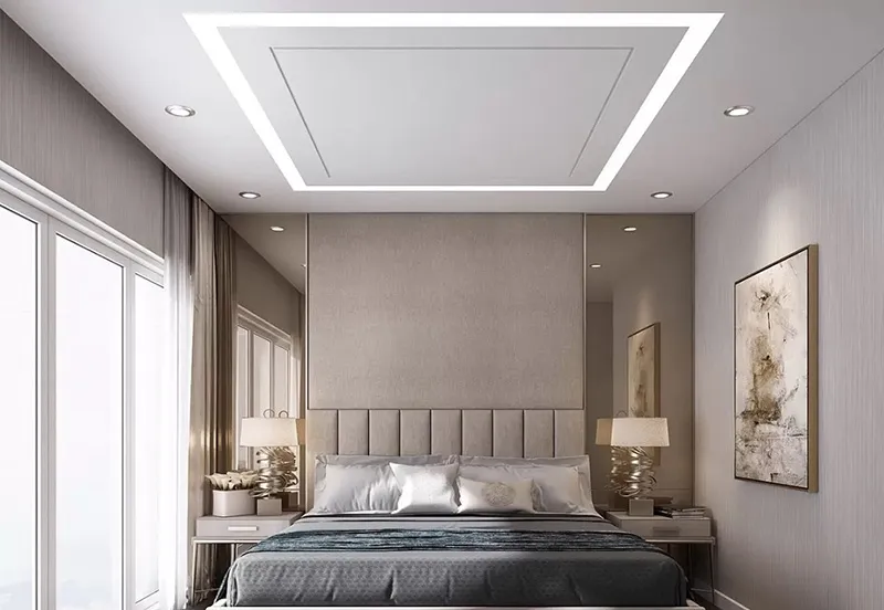 Mẫu trần thạch cao phẳng phòng ngủ đẹp