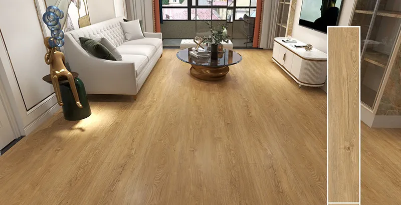 Trang trí phòng khách bằng sàn nhựa dán giả gỗ